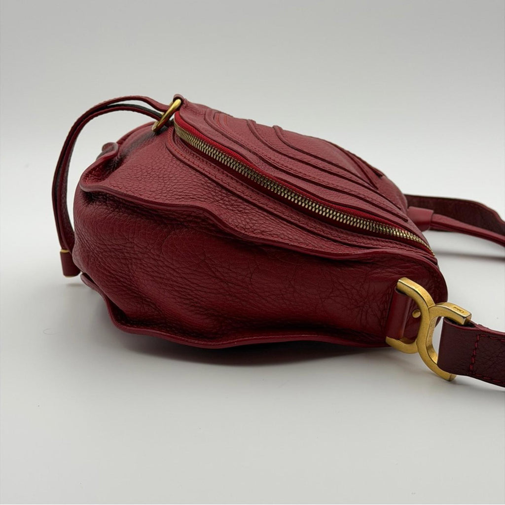 Chloé Marcie Leather Crossbody Bag – Red / Burgundy