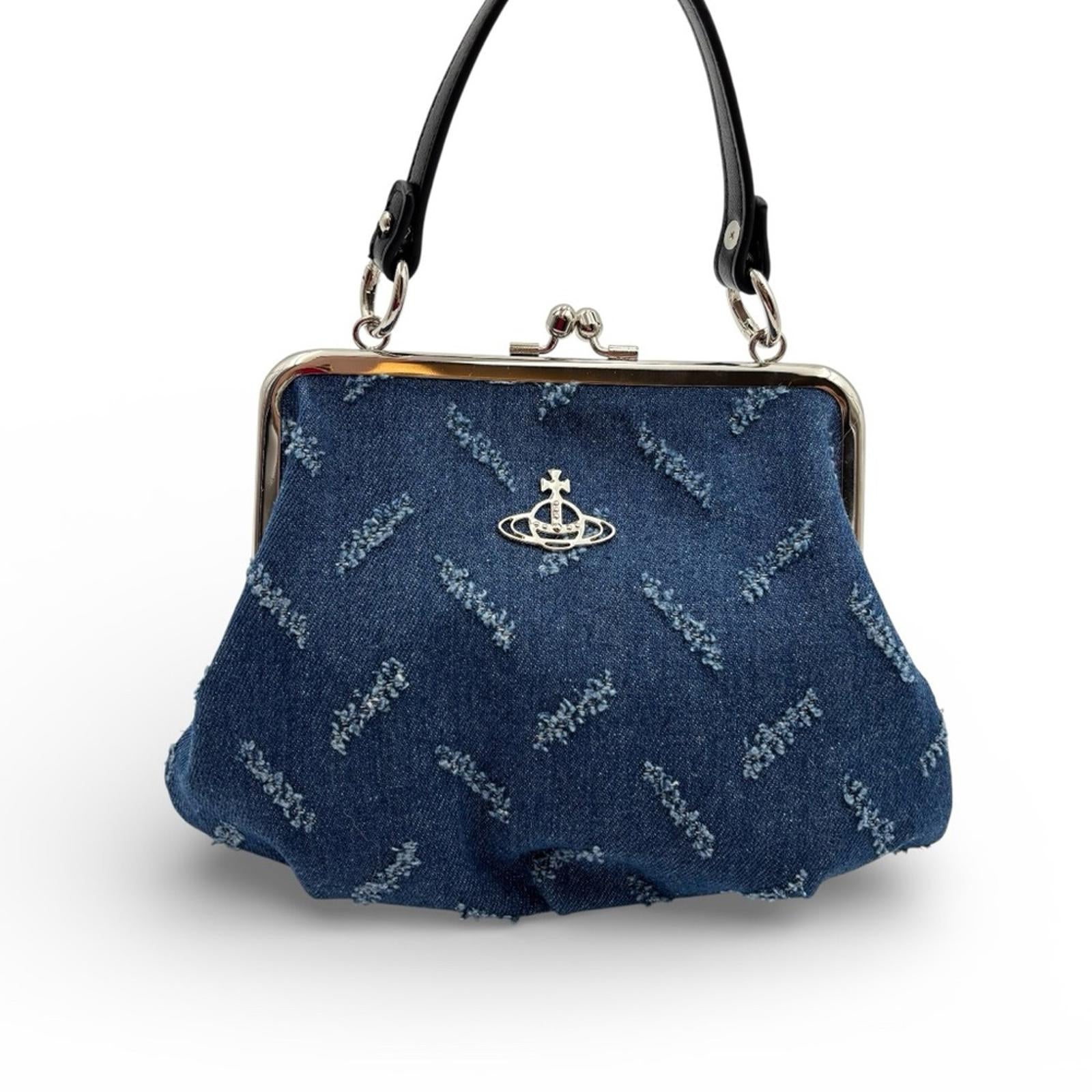 Vivienne Westwood Granny Denim Frame Crossbody Bag Blue Orb