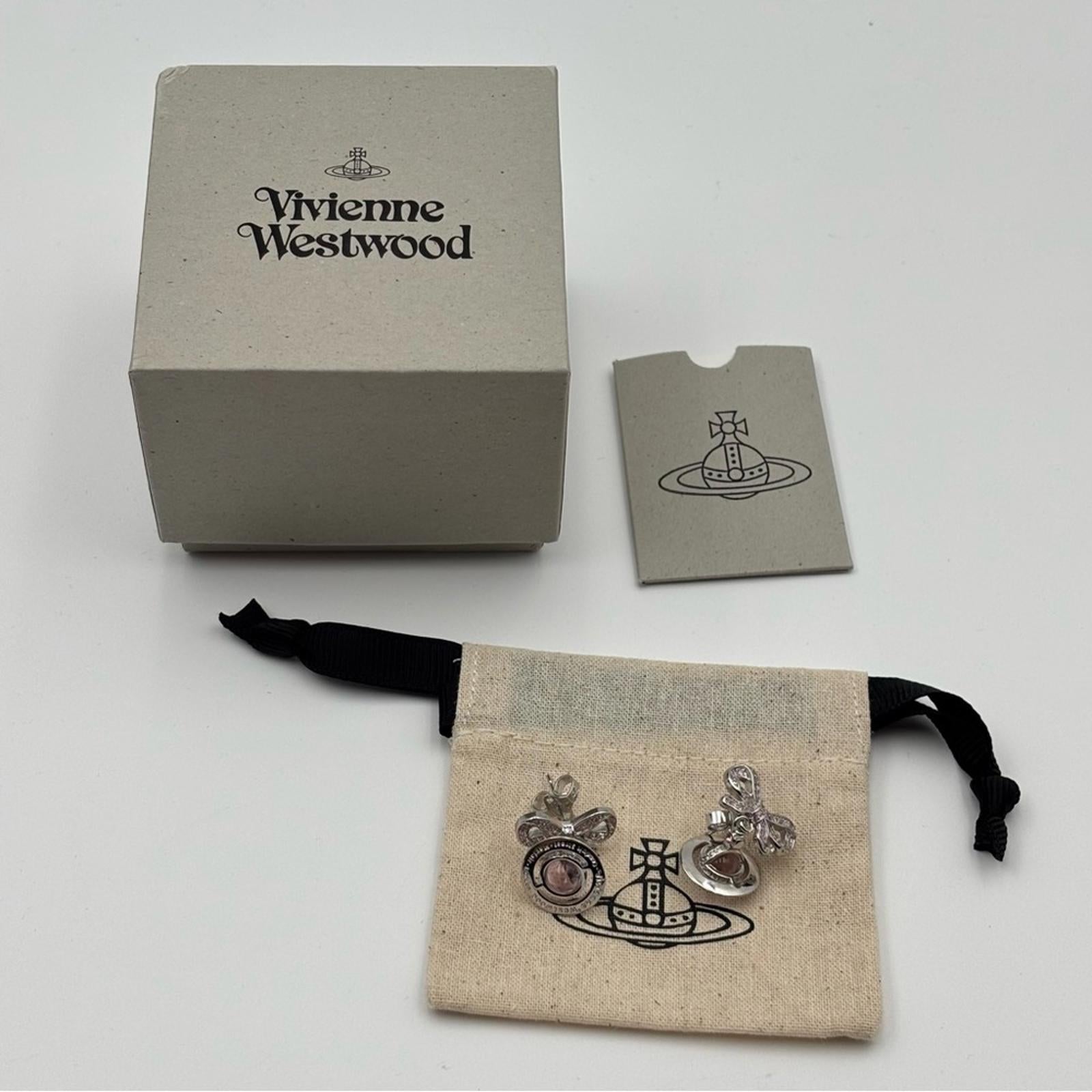 Vivienne Westwood Octavie Bow Orb Earrings Silver Pink