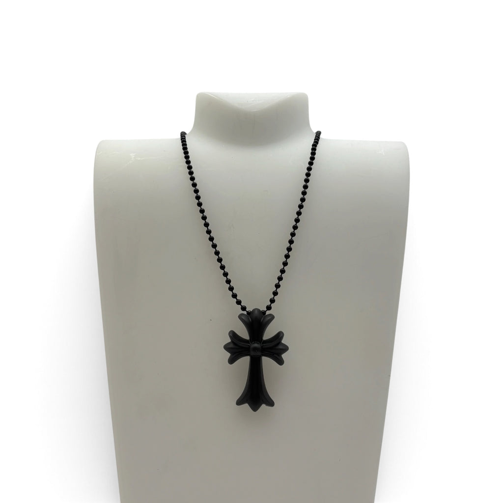 Chrome Hearts Tokyo 20th Anniversary Rubber CH Cross Necklace in Black
