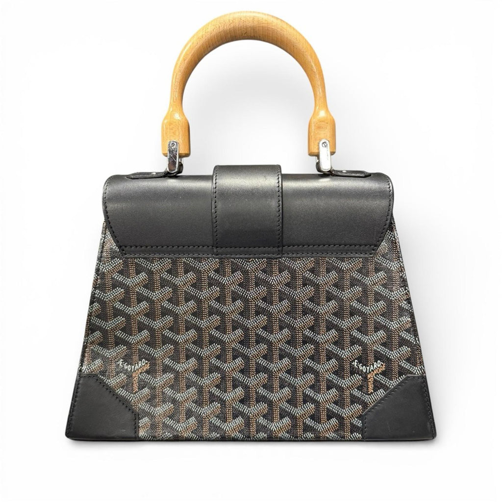 Goyard Black Chevron Print Coated Canvas And Leather Saigon PM Top Handle Bag