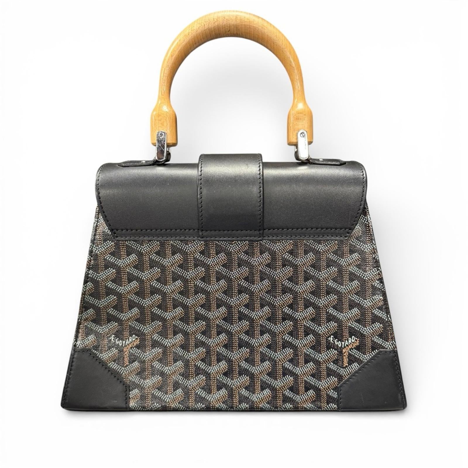 Goyard Black Chevron Print Coated Canvas And Leather Saigon PM Top Handle Bag