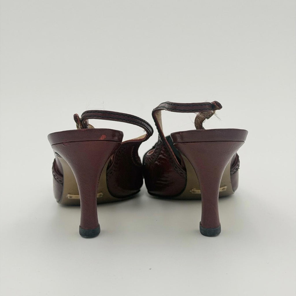 Dolce & Gabbana Burgundy Leather Slingback Heels – It 36