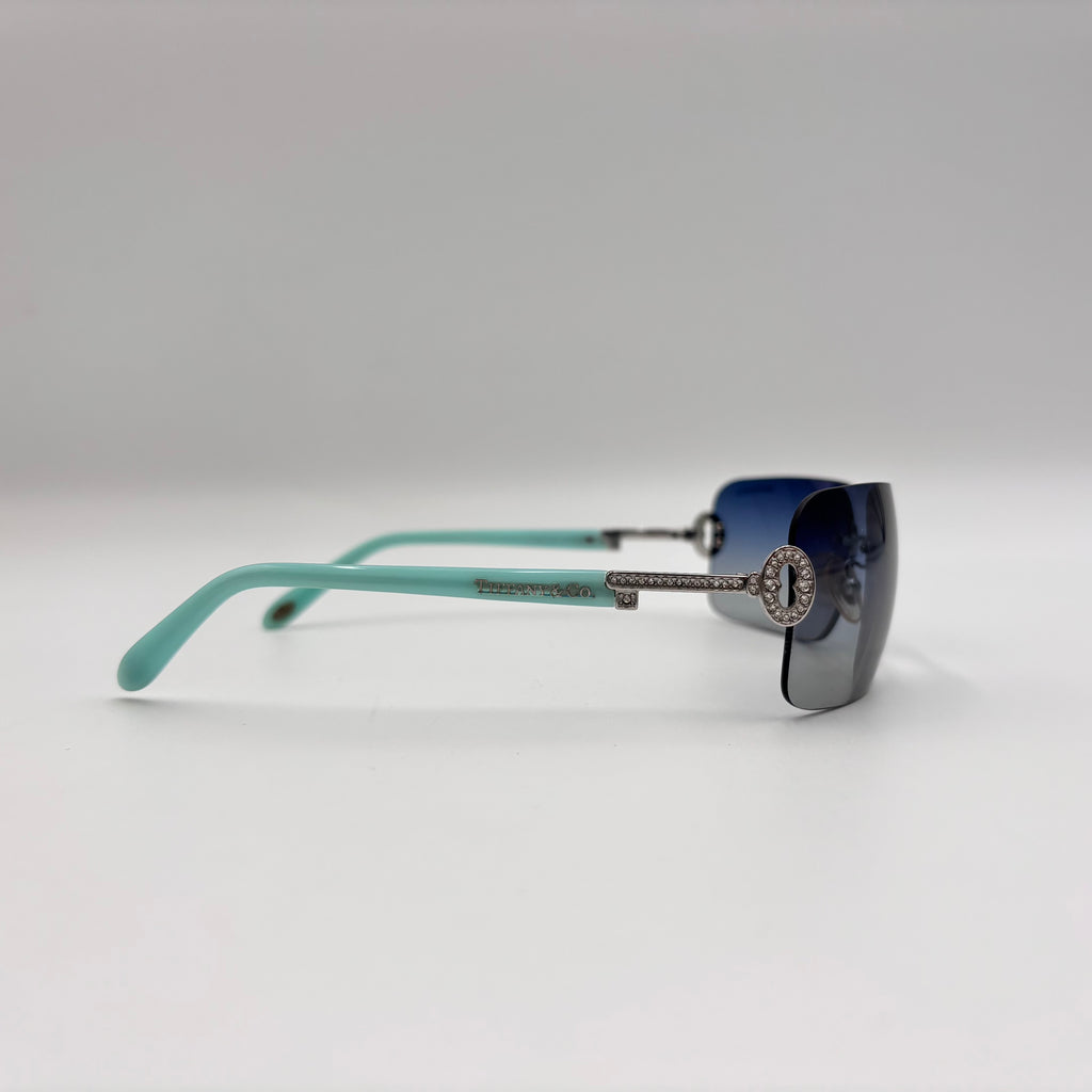 Tiffany & Co. Crystal Key Rimless Blue Gradient Sunglasses