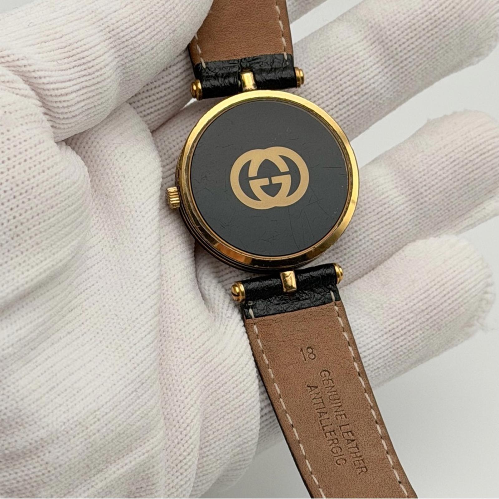 Gucci Vintage Black Dial Gold-Tone Quartz Watch – 30Mm