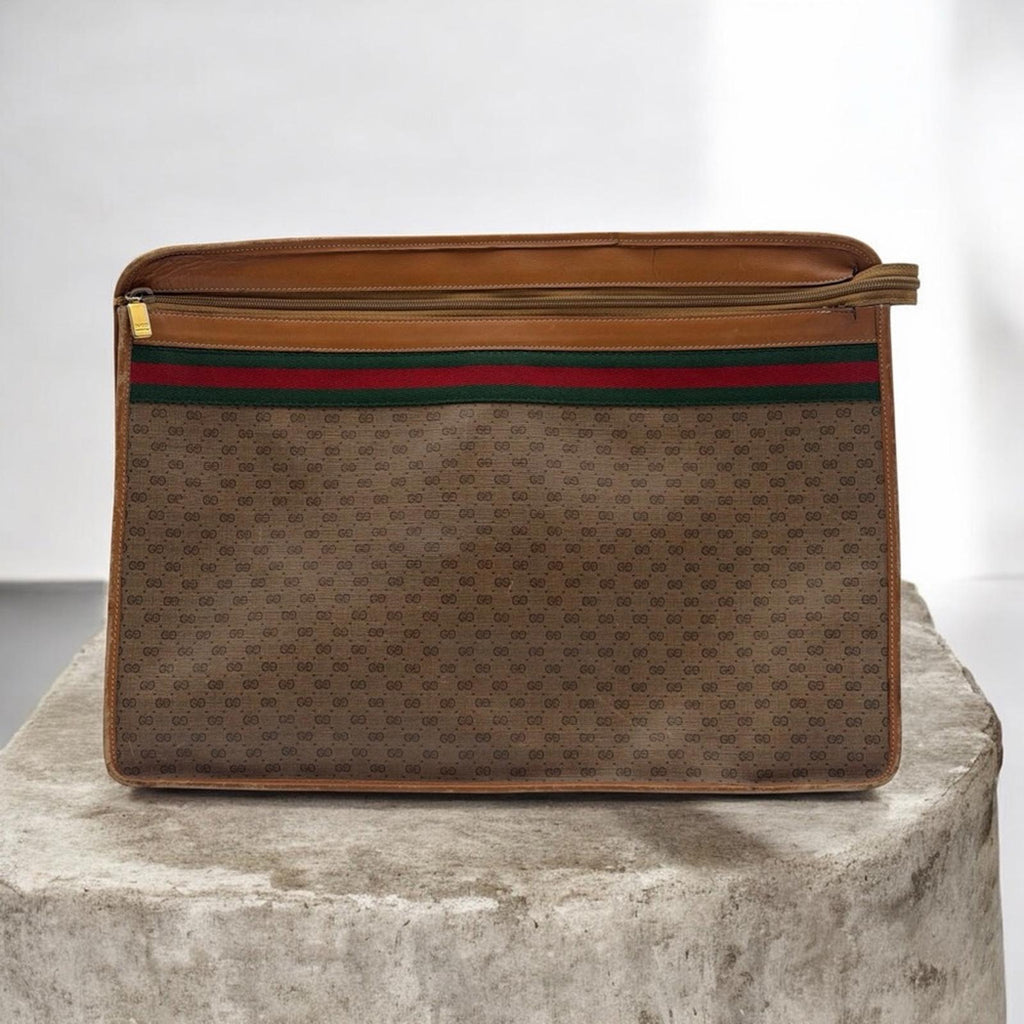 GUCCI VINTAGE GG CANVAS WEB PORTFOLIO CLUTCH