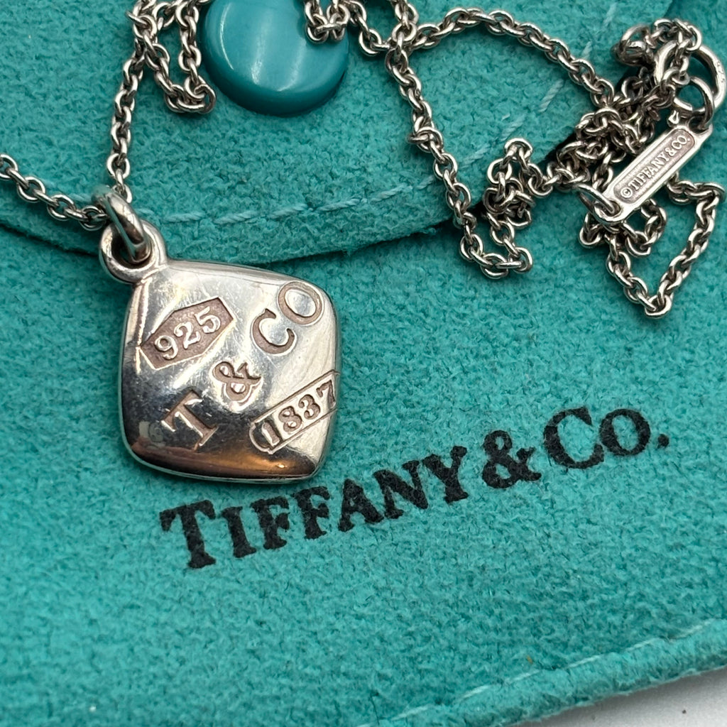 Tiffany & Co. 1837 Sterling Silver Square Pendant Necklace
