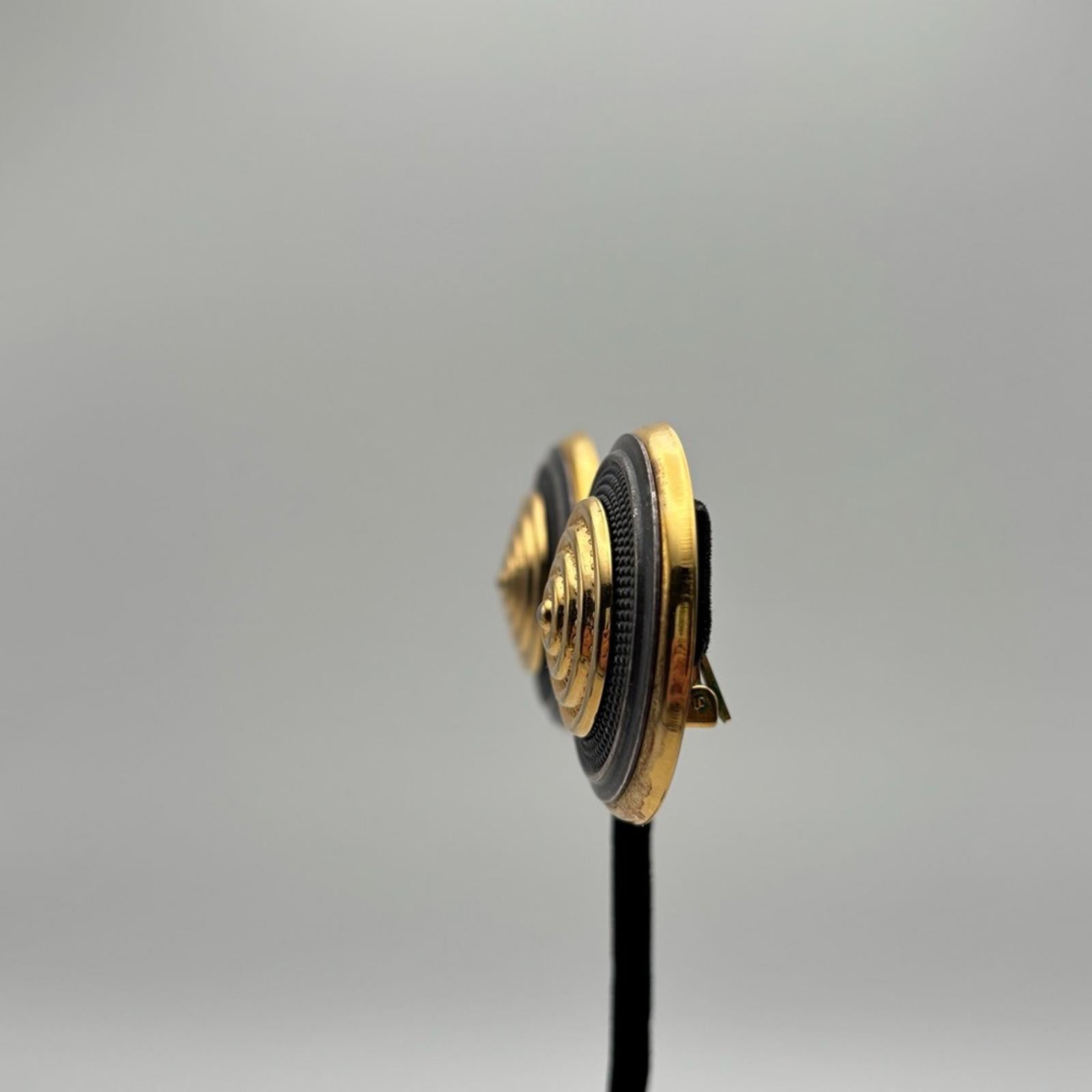 Vintage Style Gold & Black Medallion Clip-On Earrings