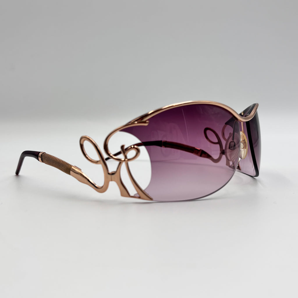 Roberto Cavalli Cameia Rose Gold Sunglasses with Purple Gradient Lenses