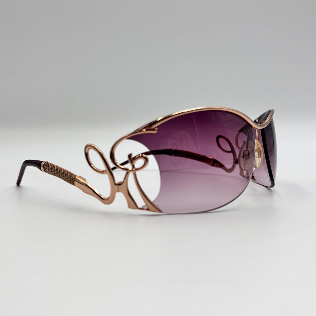 Roberto Cavalli Cameia Rose Gold Sunglasses with Purple Gradient Lenses