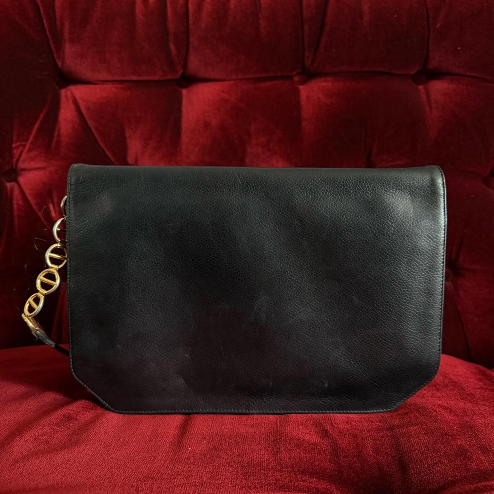 CHRISTIAN DIOR BLACK LEATHER CROSSBODY BAG