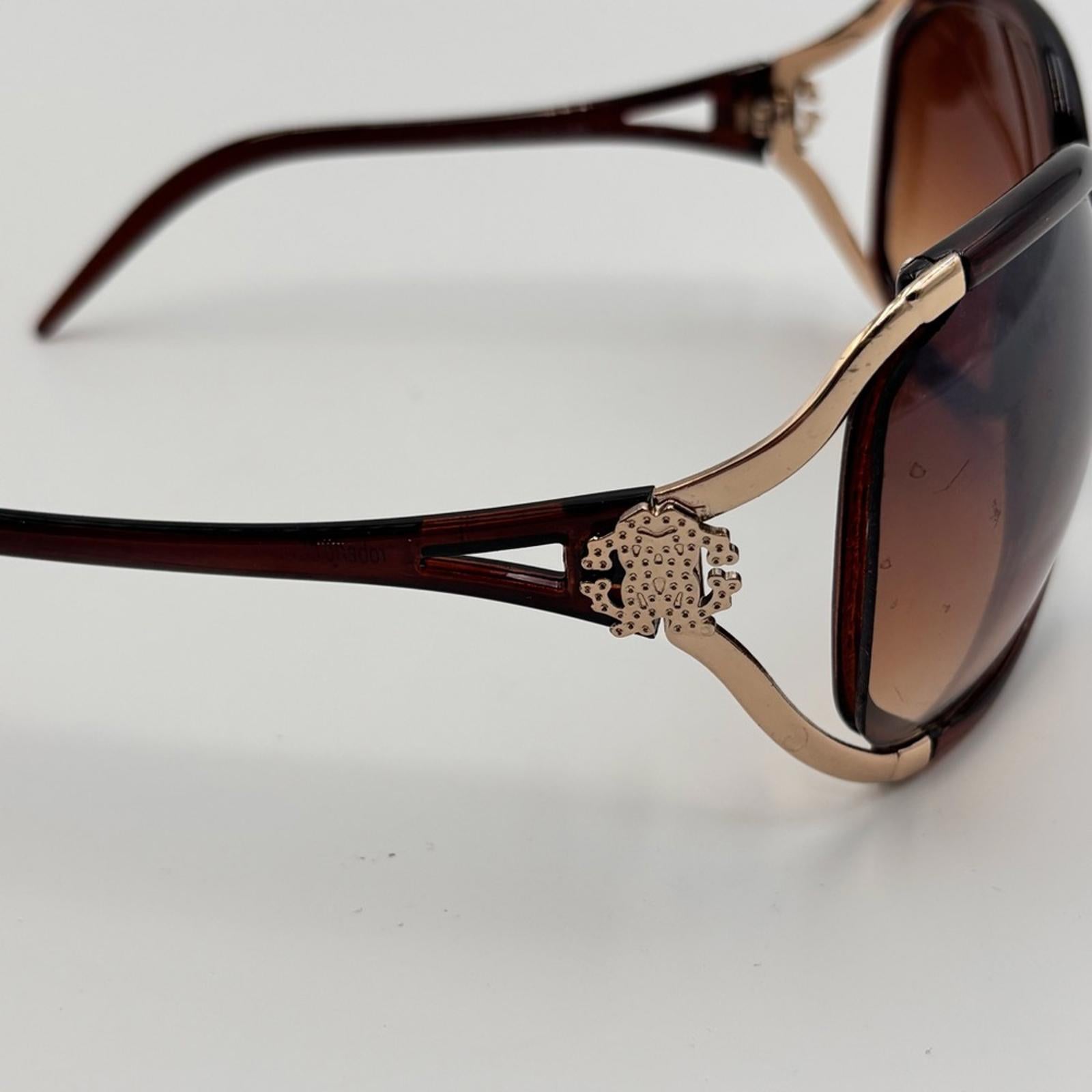 Roberto Cavalli Vintage Oversized Brown Gradient Sunglasses Gold Detail