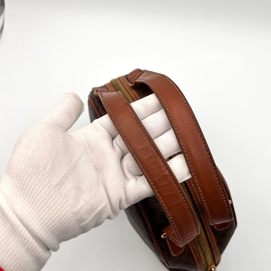 Celine Macadam Monogram Dome Handbag Brown Leather TopHandle