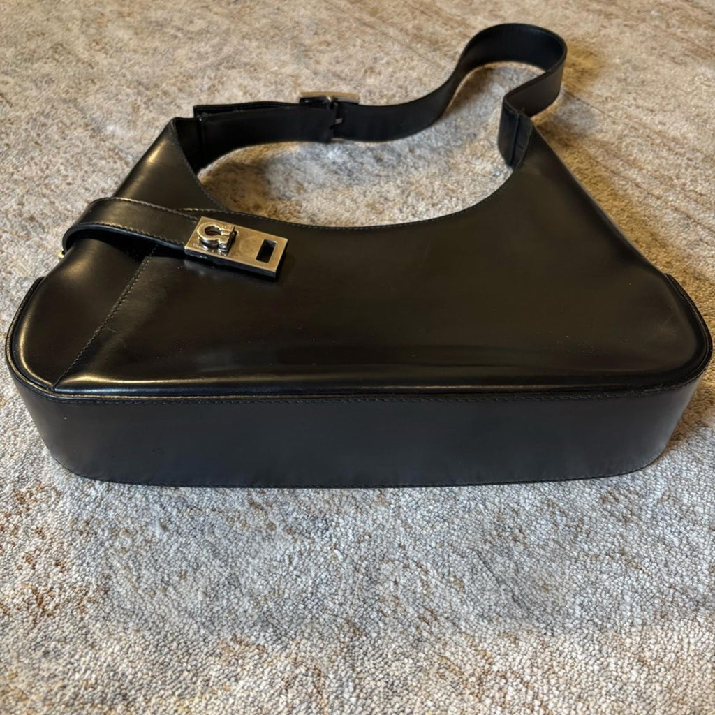 Salvatore Ferragamo Vintage Black Leather Shoulder Bag