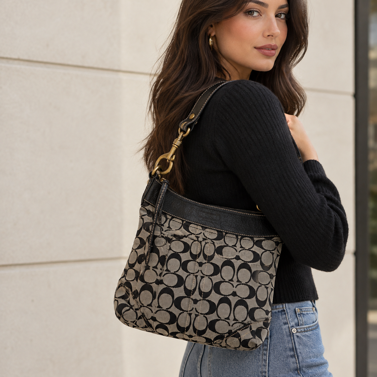 Coach Signature Jacquard Duffle Crossbody Bag, circa 2007