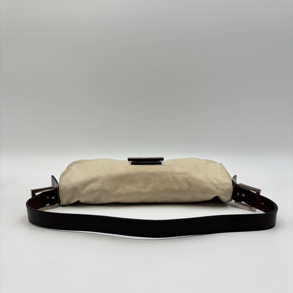 Fendi Mama Forever Beige Canvas and Leather Shoulder Bag