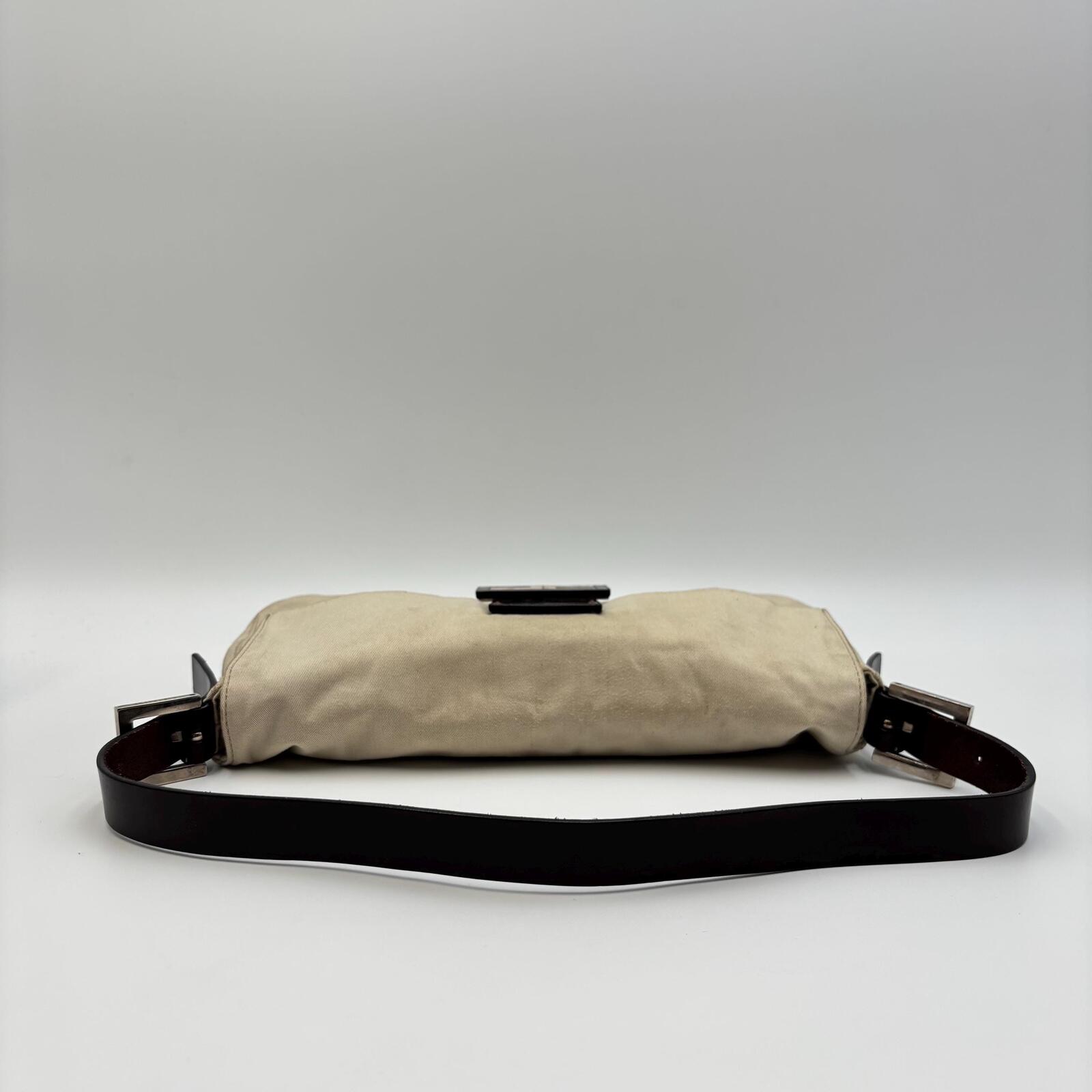Fendi Mama Forever Beige Canvas and Leather Shoulder Bag