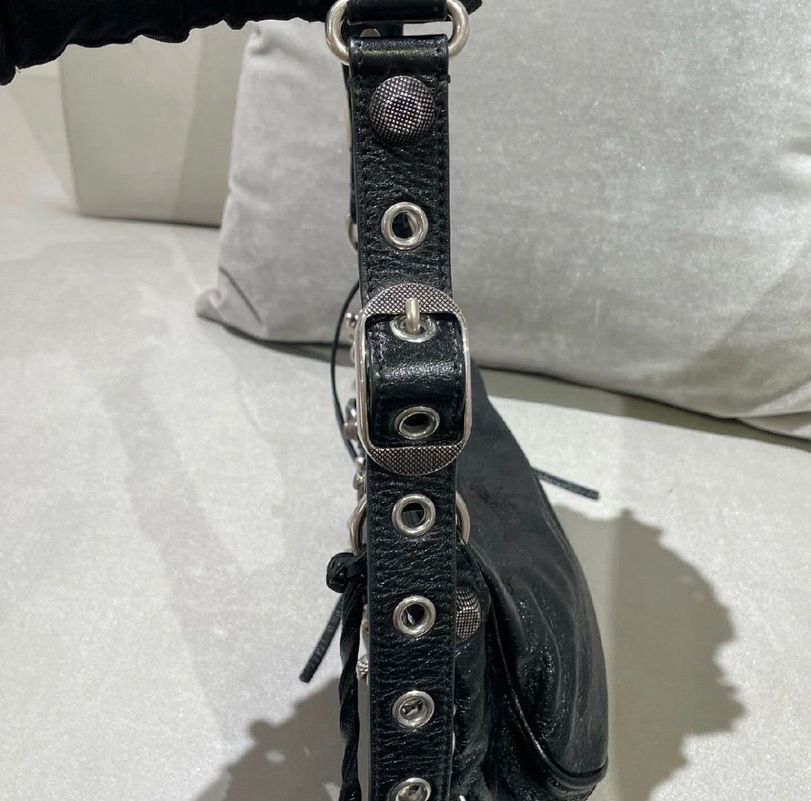 Balenciaga Le Cagole XS Piercing Leather Shoulder Bag in Black