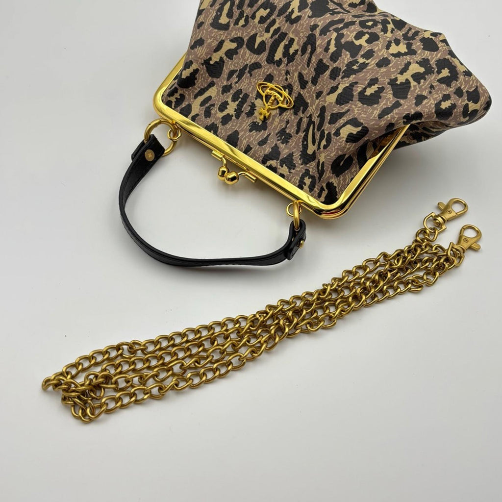 Vivienne Westwood Leopard Print Granny Frame Crossbody Bag