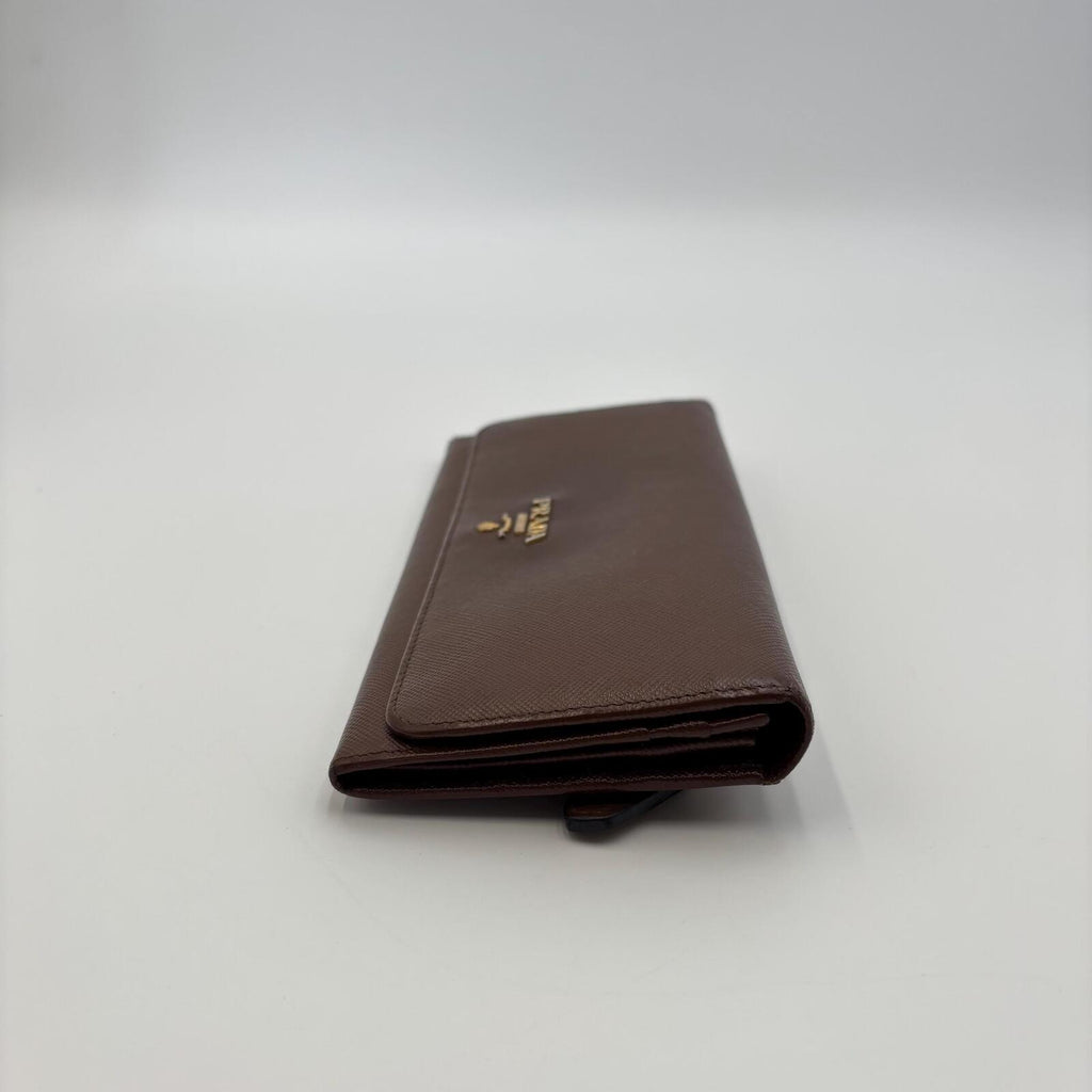 Prada Saffiano Leather Continental Wallet Brown