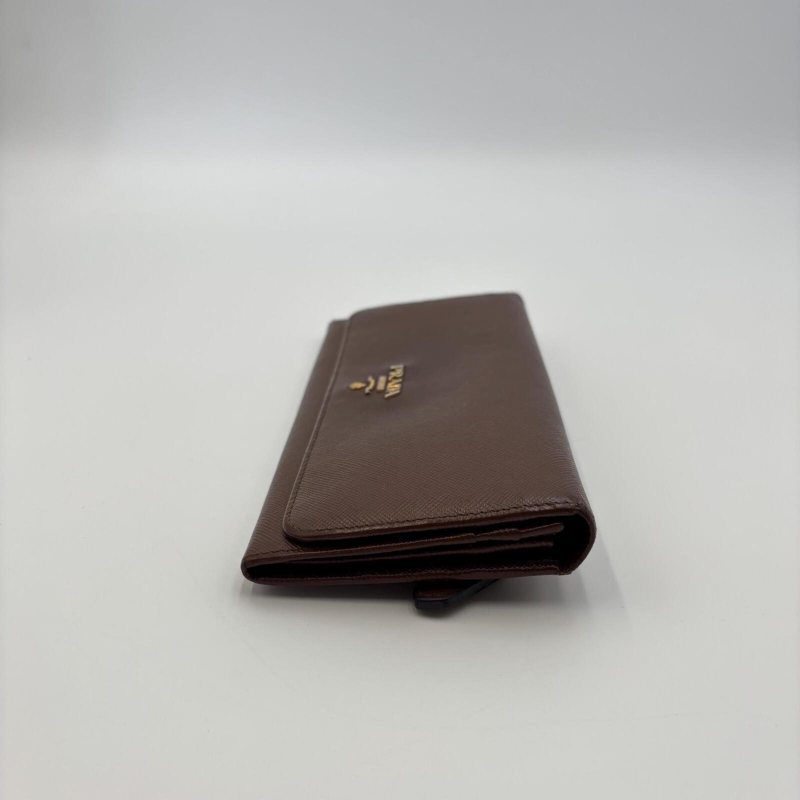 Prada Saffiano Leather Continental Wallet Brown