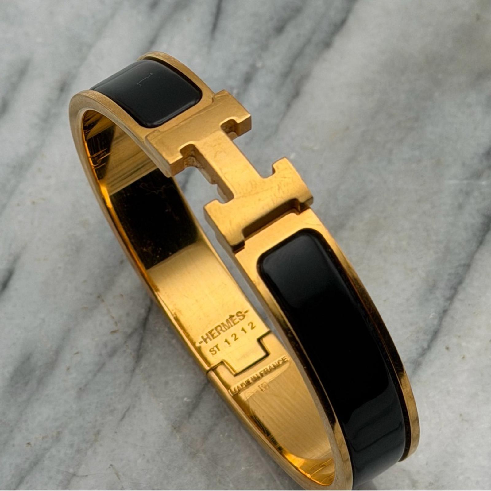 HERMÈS NARROW CLIC H BRACELET – NOIR / GOLD PLATED – GM