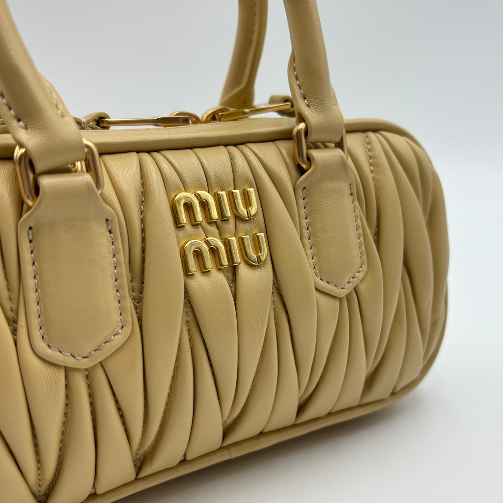 Miu Miu Arcadie Matelassé Nappa Leather Bag – Sand Beige