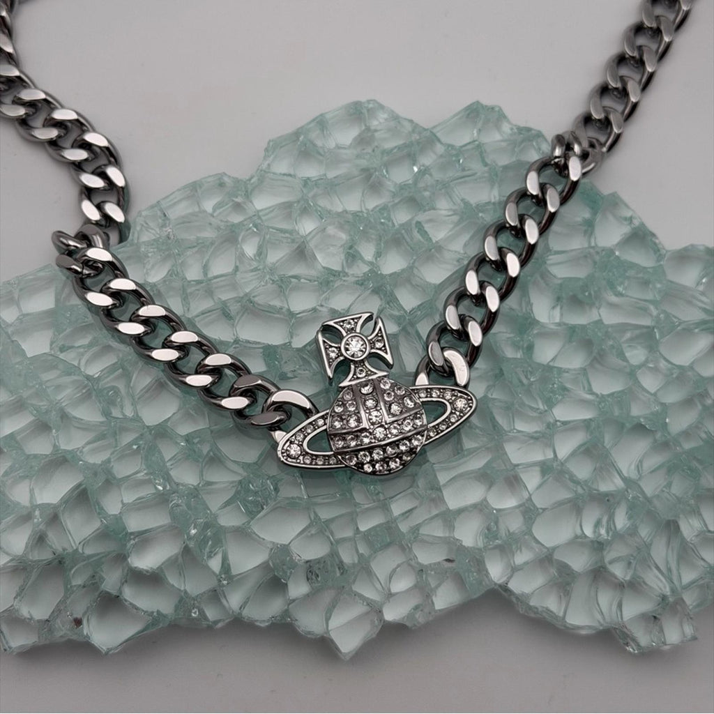 VIVIENNE WESTWOOD GRAZIELLA SMALL CHOKER — PLATINUM / WHITE