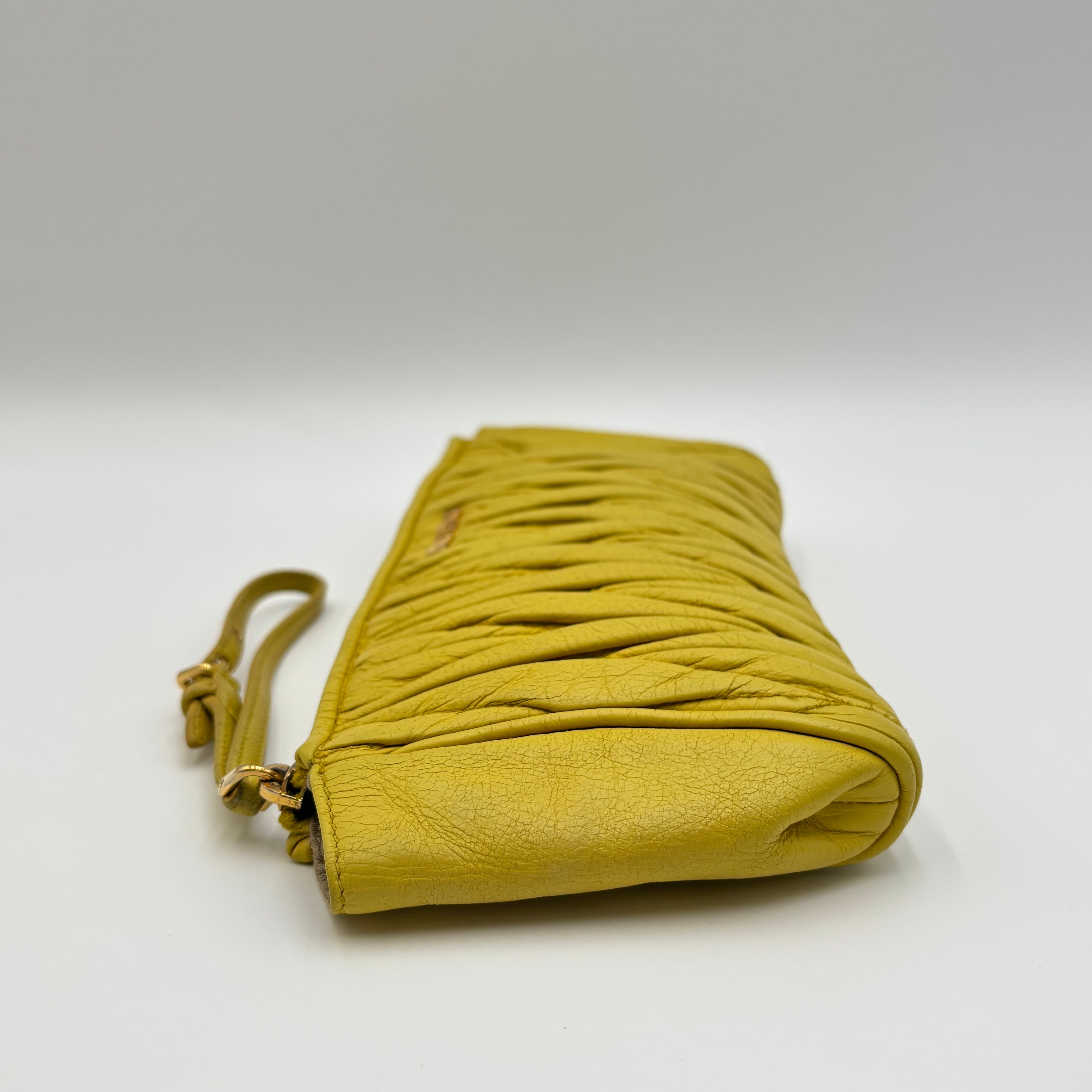 Miu Miu Matelassé Nappa Leather Crystal Chain Clutch