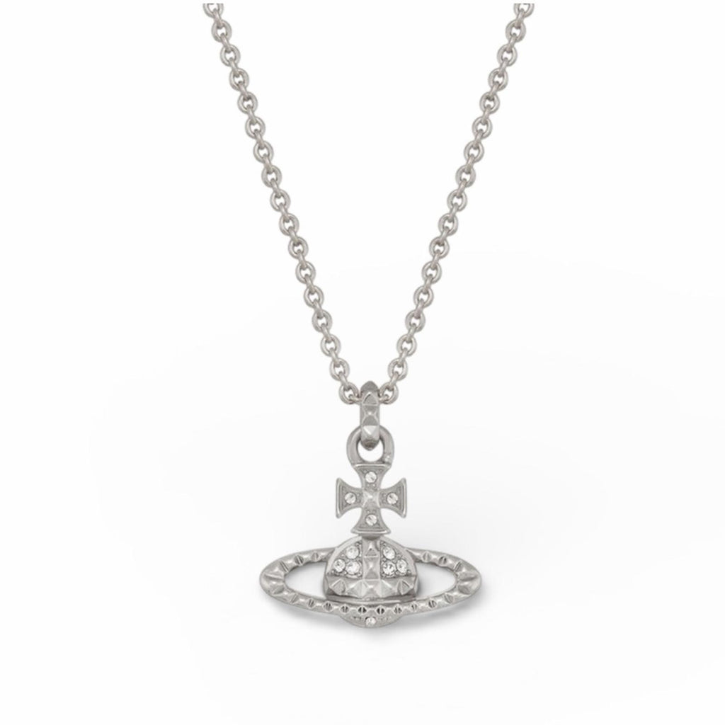 Vivienne Westwood Mayfair Bas Relief Orb Pendant Necklace – Silver / Crystal