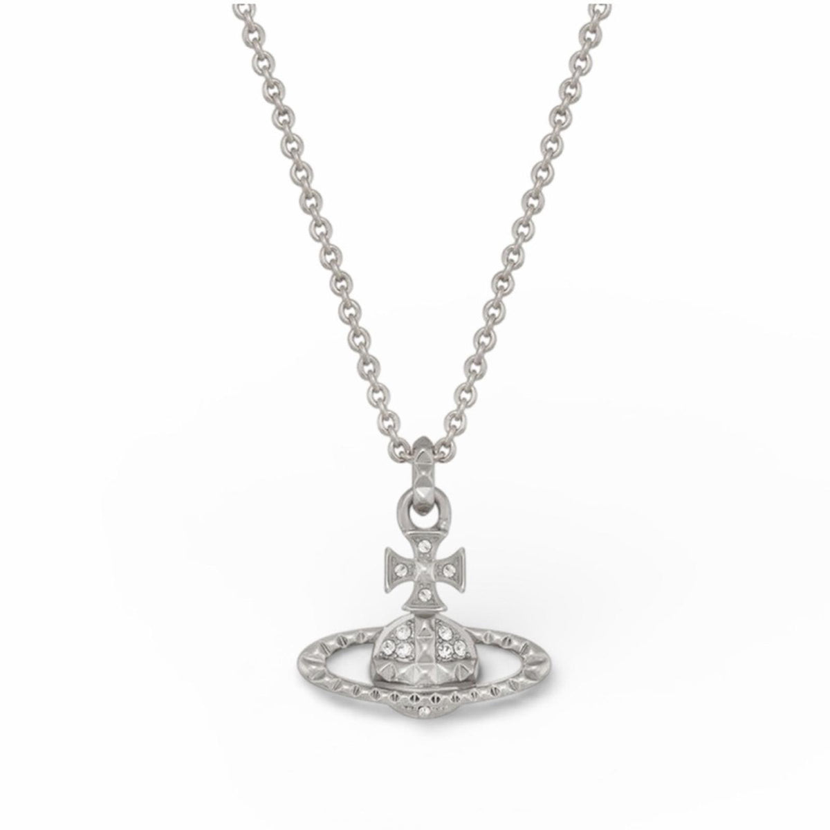 Vivienne Westwood Mayfair Bas Relief Orb Pendant Necklace – Silver / Crystal