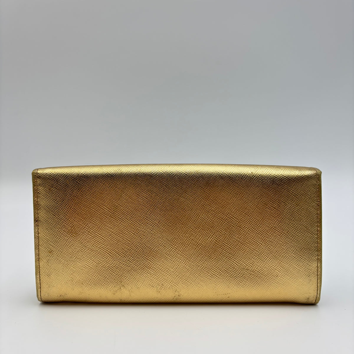 Prada Metallic Gold Saffiano Leather Continental Wallet