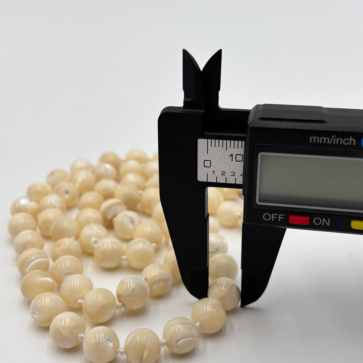 Cream Mother-of-Pearl Beaded Necklace with 14K Gold Clasp
