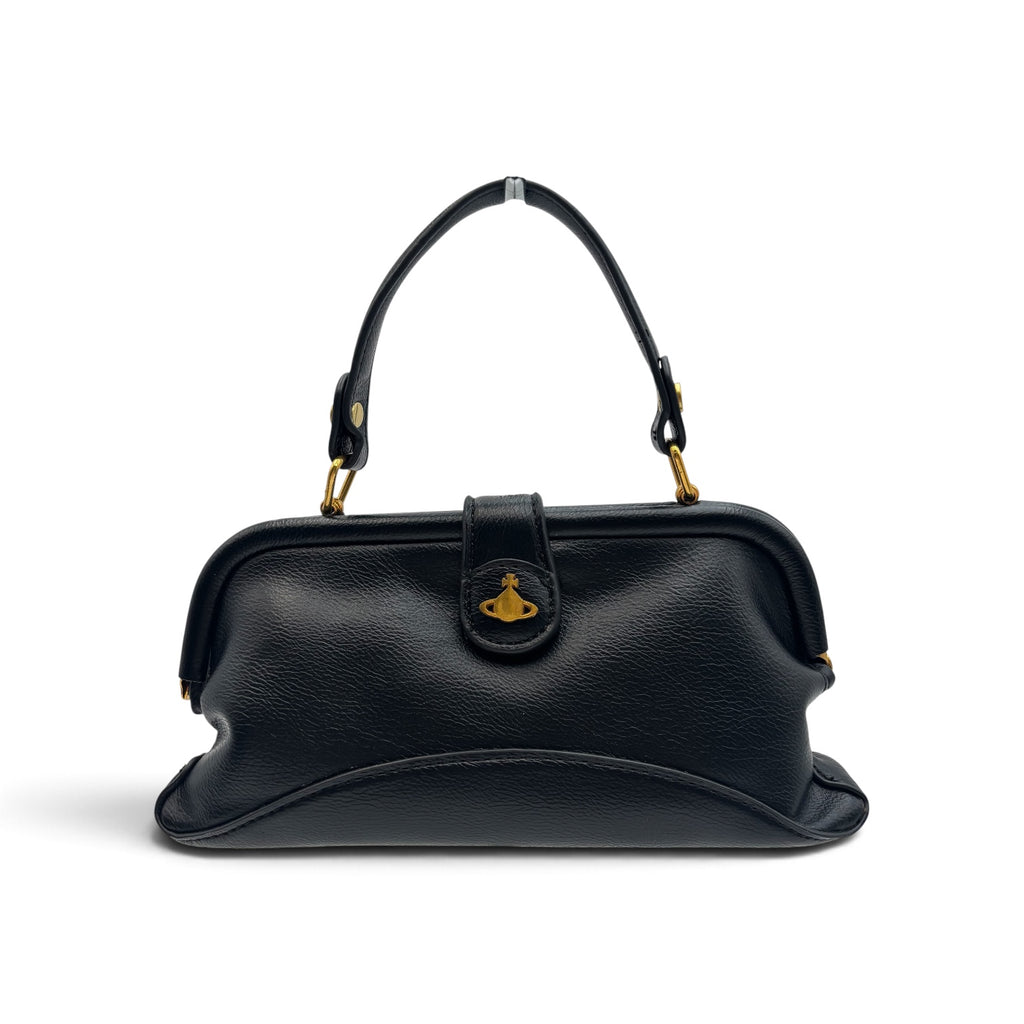 Vivienne Westwood Abbey Leather Cross-Body Bag in Black