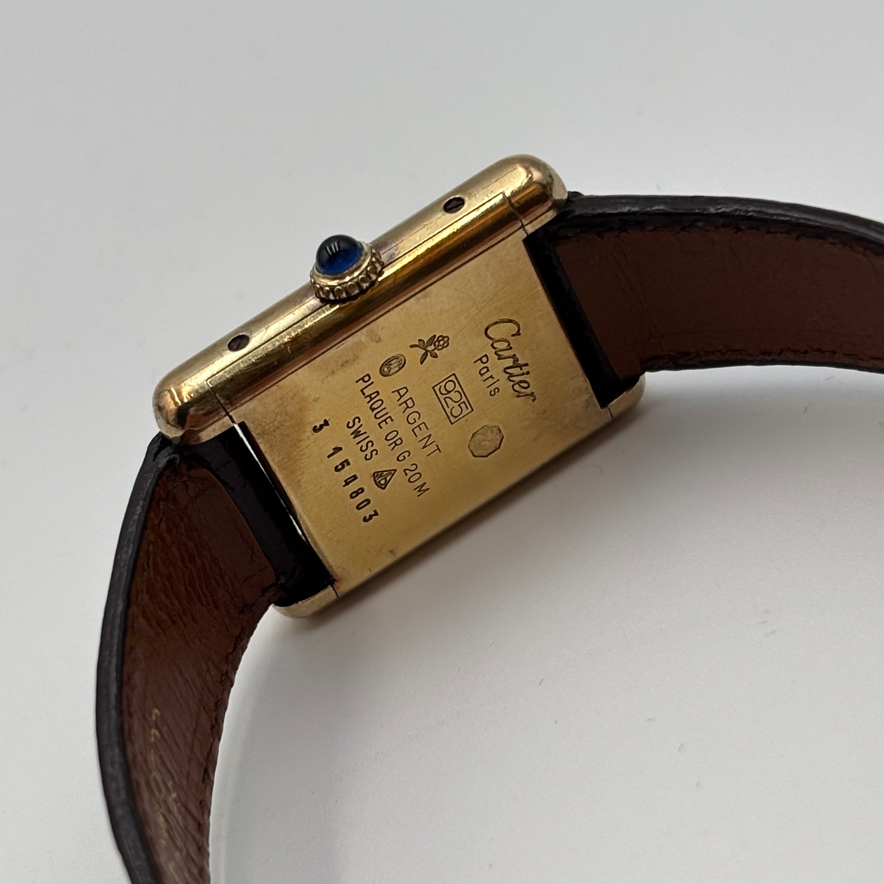 Must de Cartier Tank Vermeil Black Dial Watch 21mm