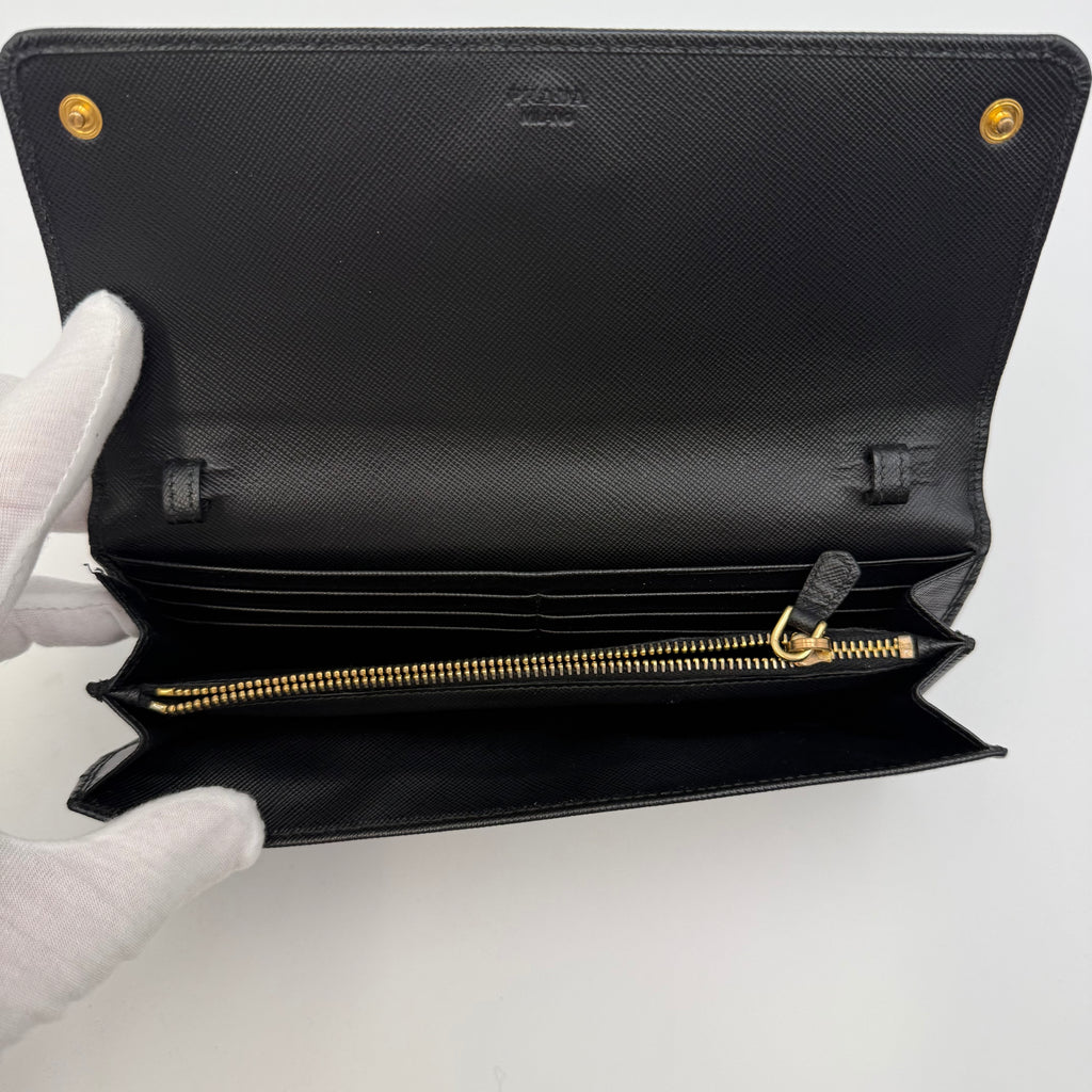 Prada Saffiano Leather Wallet on Chain by Miuccia Prada, Black, c. 2000s