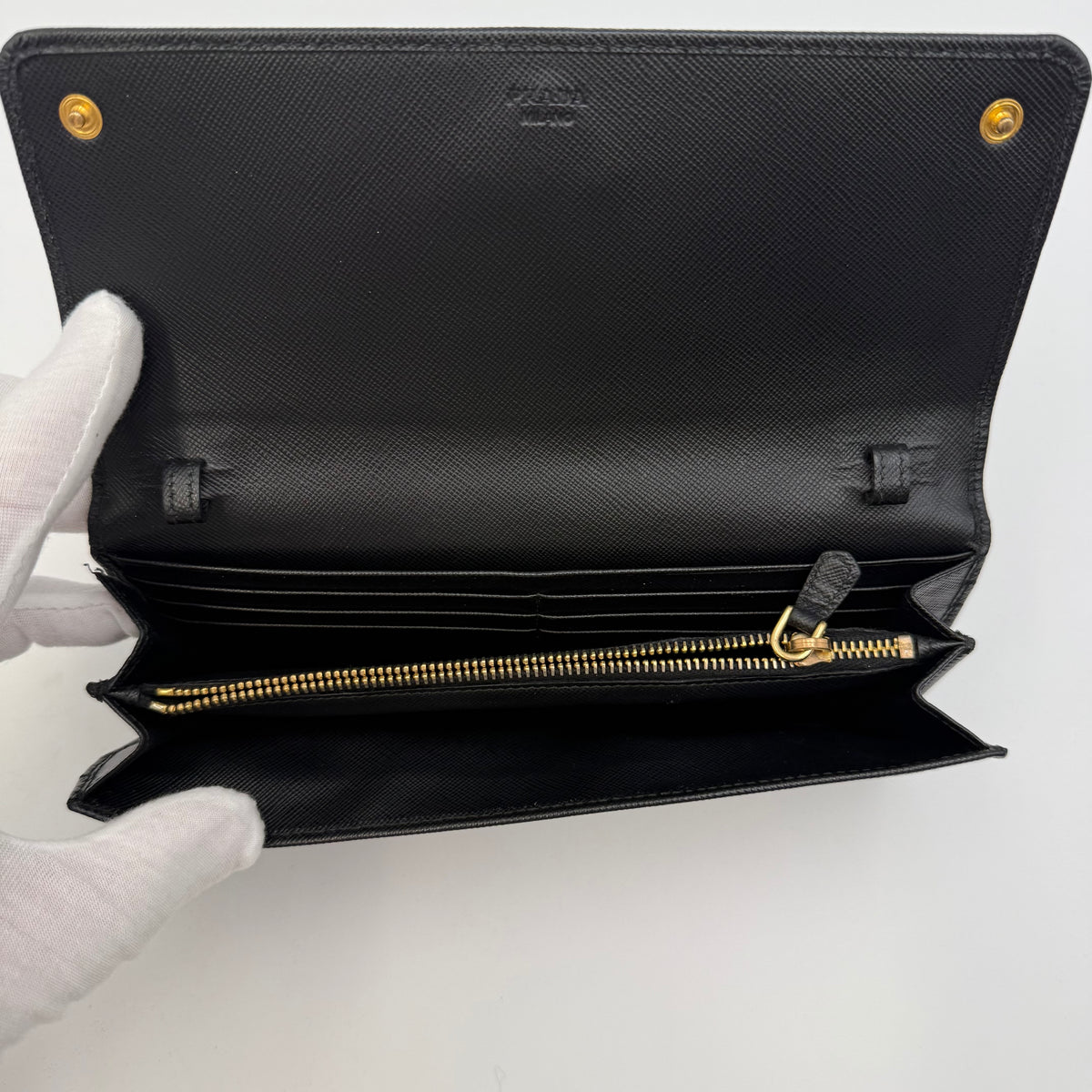 Prada Saffiano Leather Wallet on Chain by Miuccia Prada, Black, c. 2000s