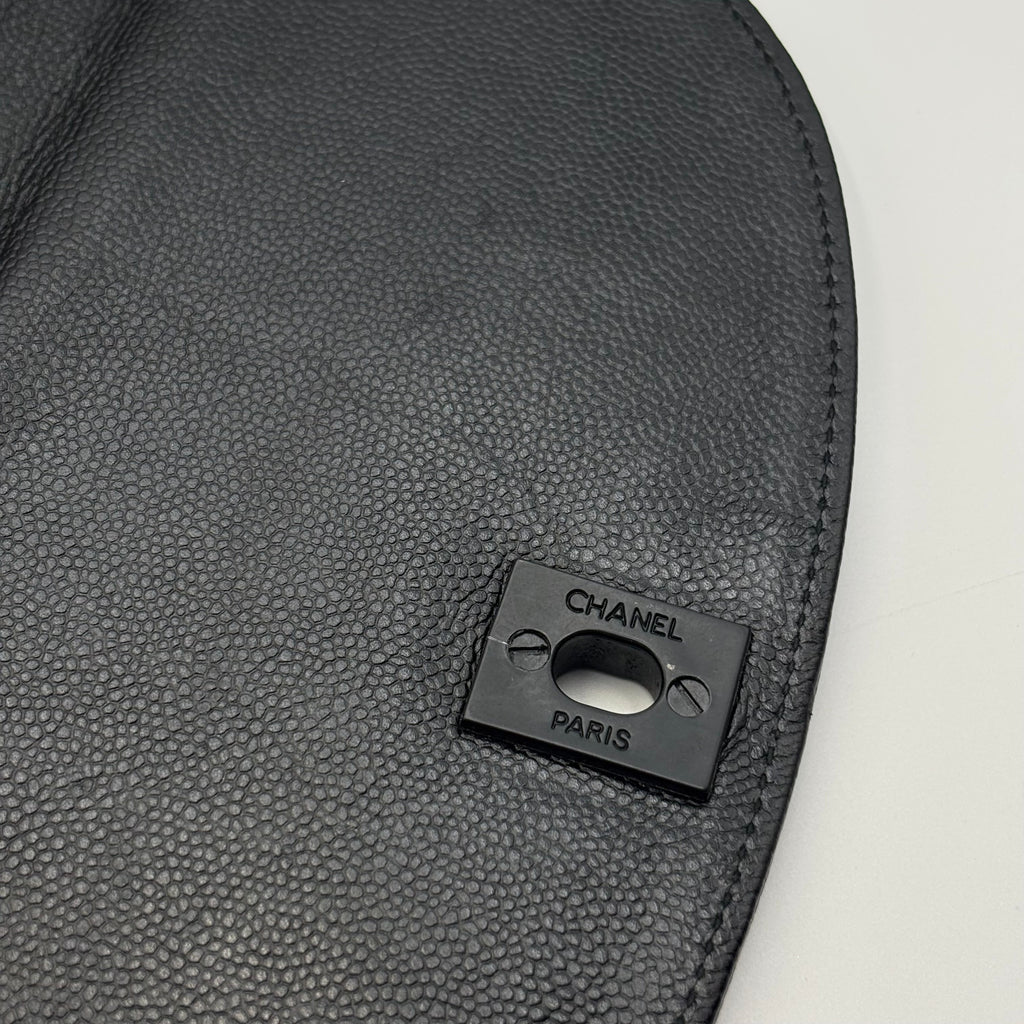 Chanel Black Caviar Leather Monochrome CC Chain Shoulder Bag 1990s