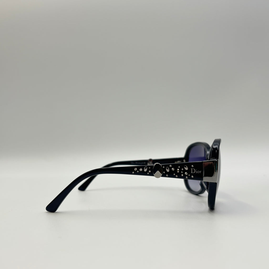 Christian Dior Midnight K Rhinestone Embellished Oversized Sunglasses in Black