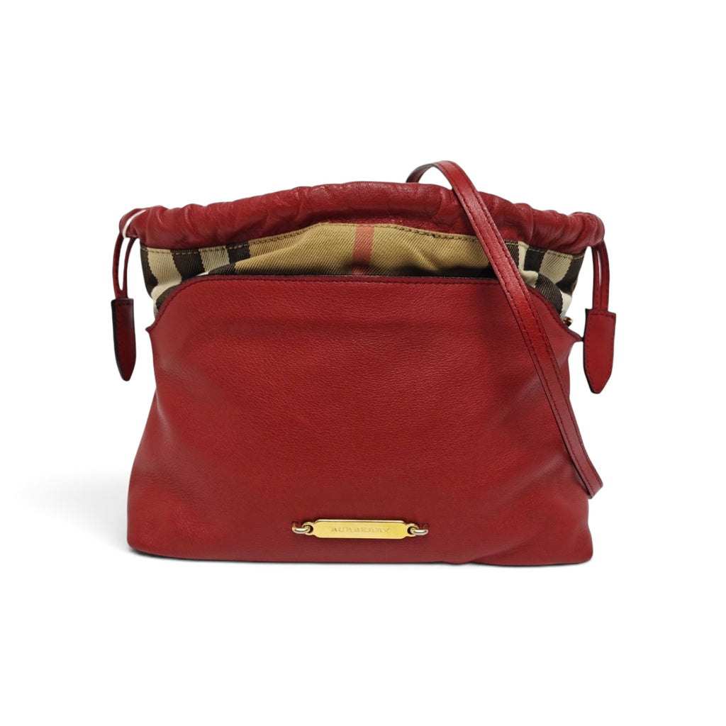 Burberry Little Crush House Check Red Leather Crossbody Bag