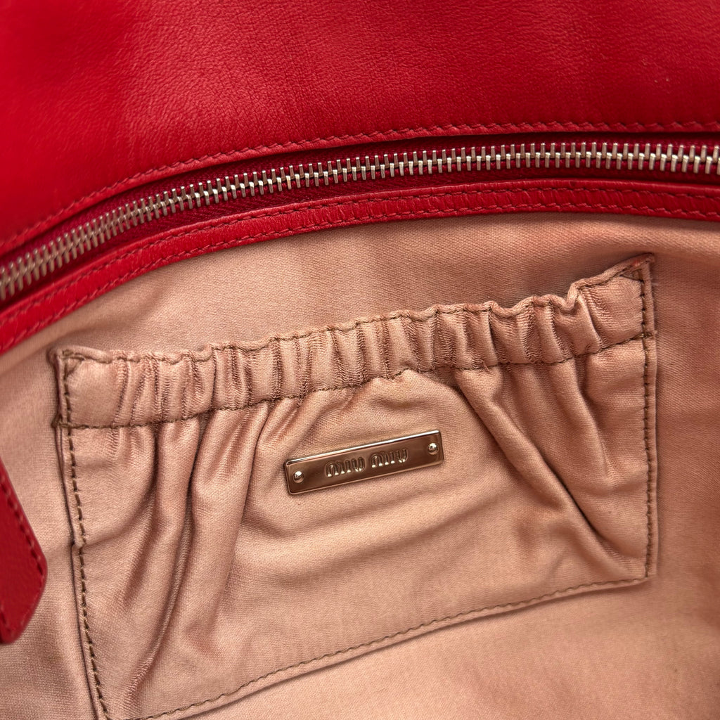 Miu Miu Nappa Cristal Cloquet Shoulder Bag in Fuoco Red