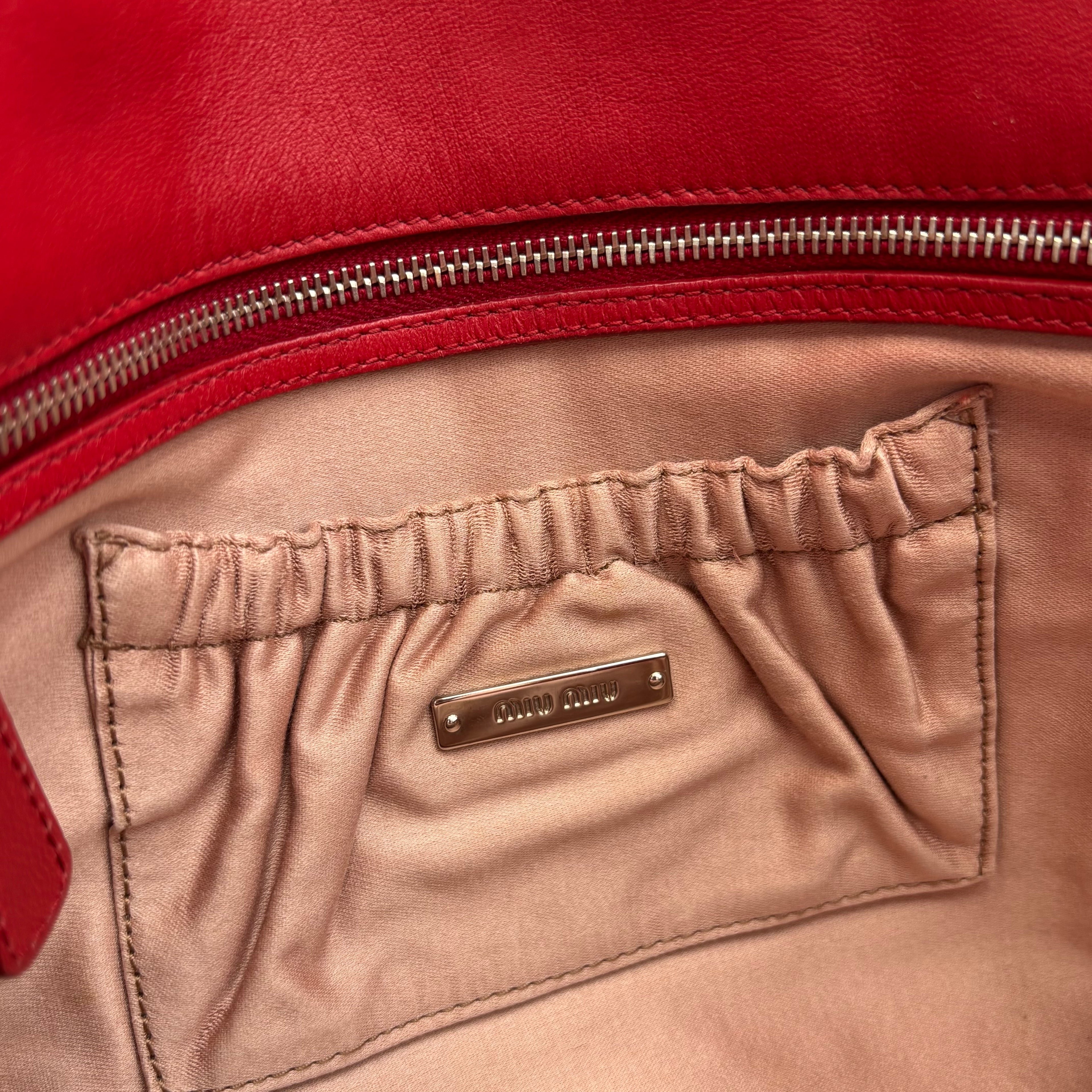 Miu Miu Nappa Cristal Cloquet Shoulder Bag in Fuoco Red