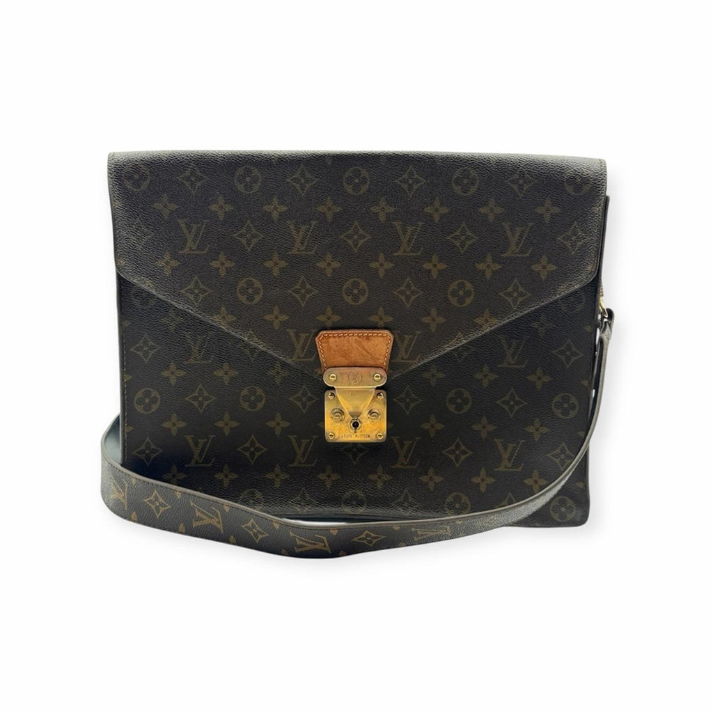 Louis Vuitton Monogram Pouch Clutch With Strap – Brown