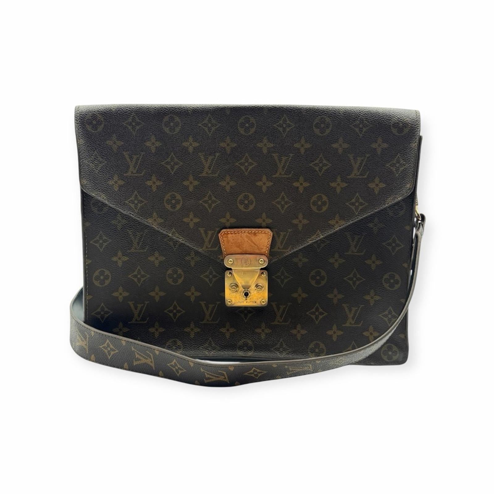Louis Vuitton Monogram Pouch Clutch With Strap – Brown