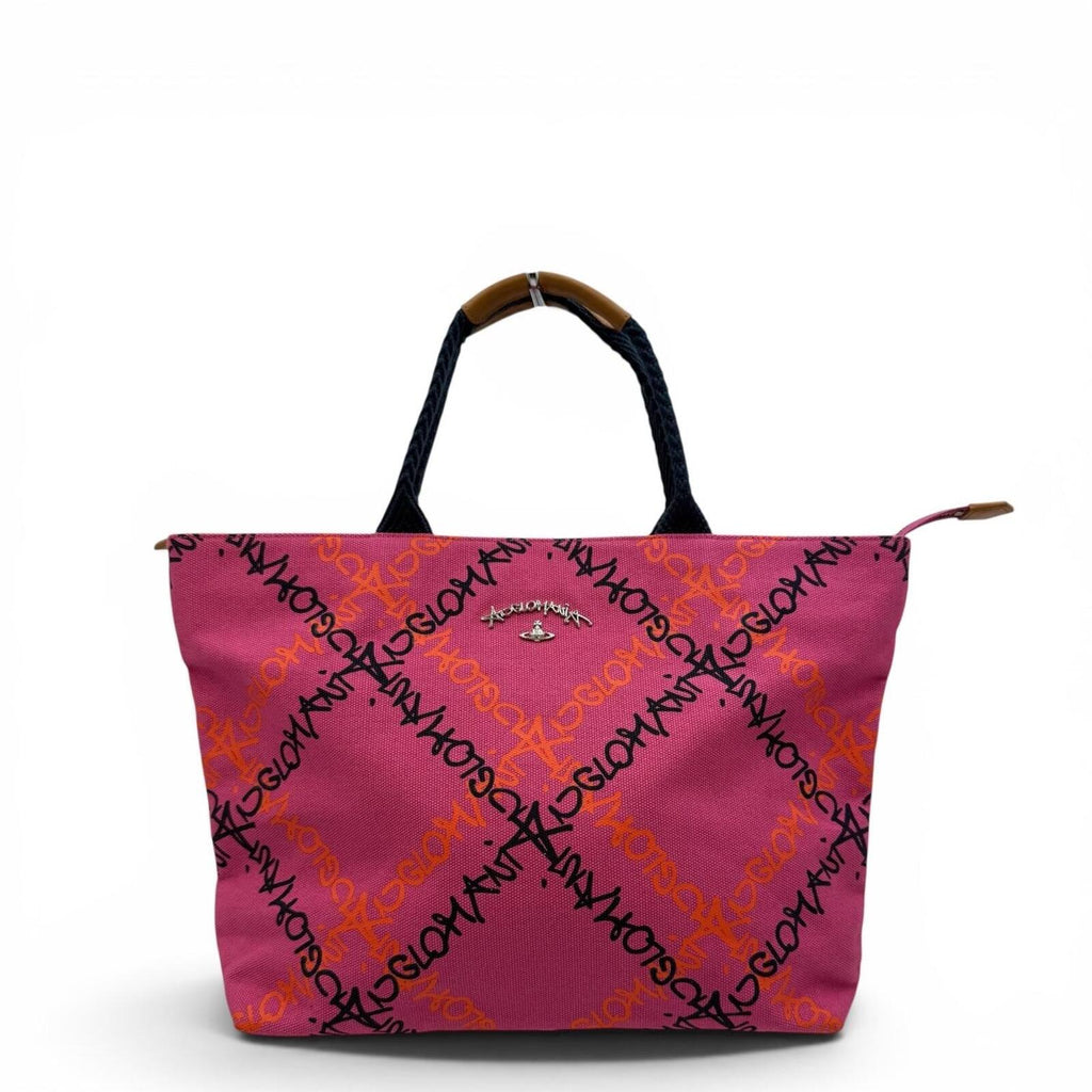 Vivienne Westwood Anglomania Pink Graffiti Canvas Tote Bag