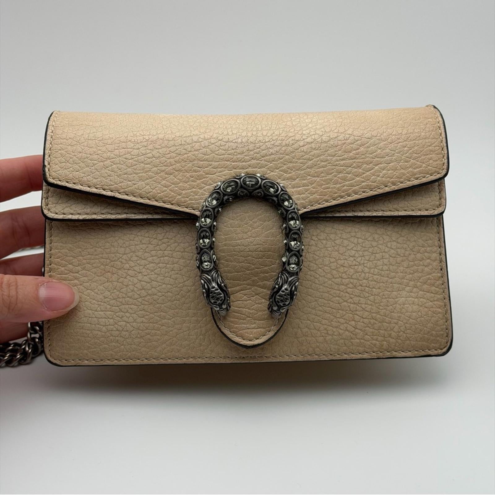 GUCCI DIONYSUS SUPER MINI BAG — CREAM GRAINED LEATHER