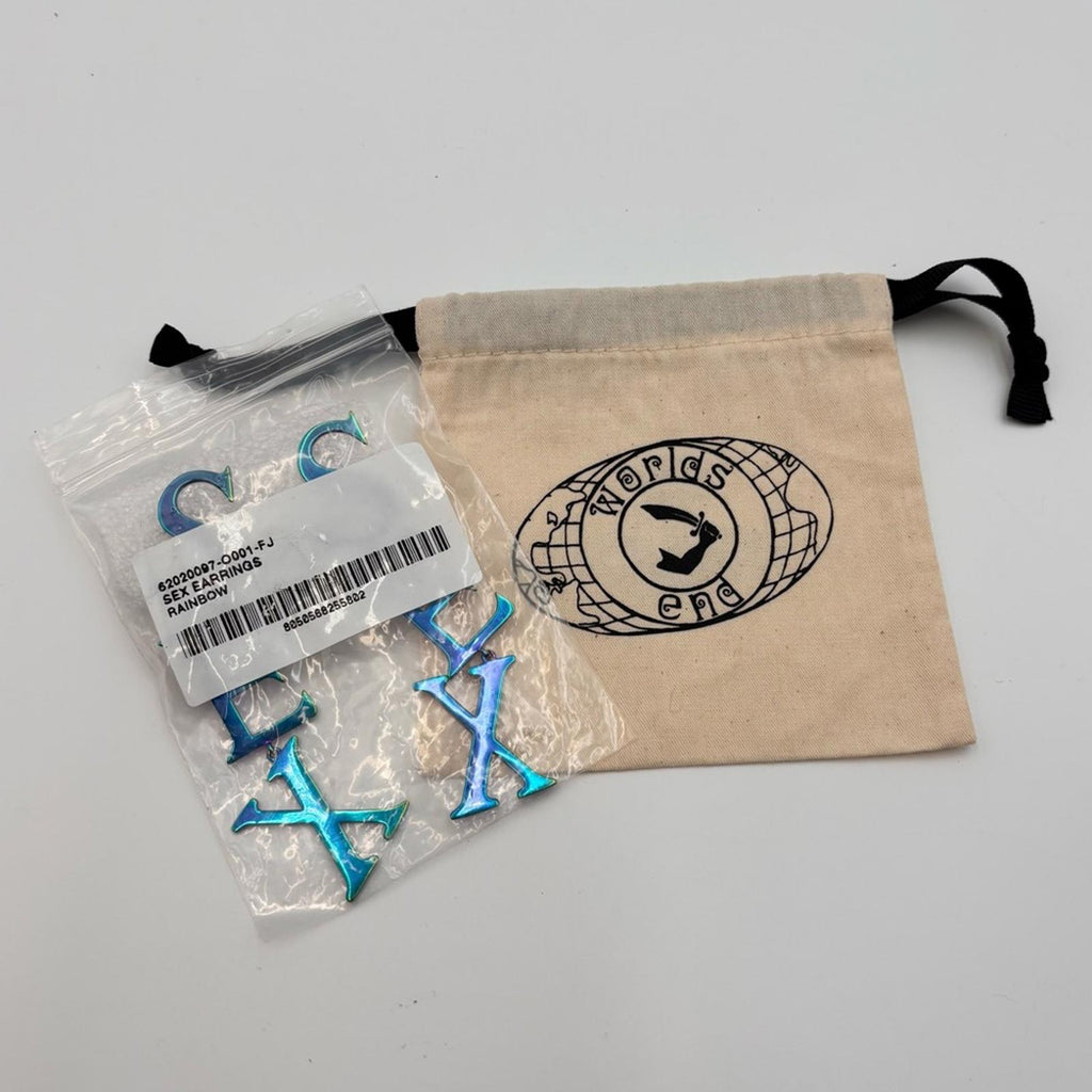 Vivienne Westwood SEX Letter Drop Earrings Rainbow Finish