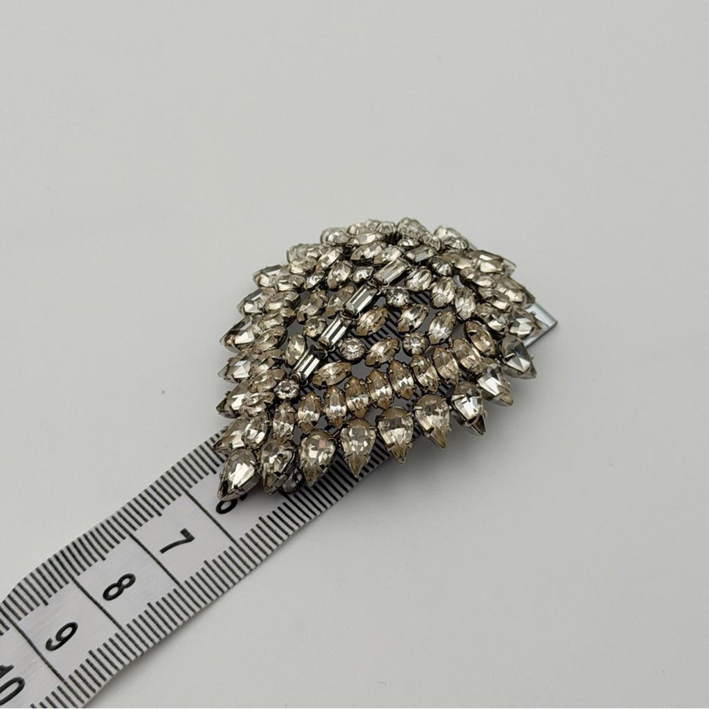 Sherman Rhinestone Brooch & Clip Earrings Set – Silver Tone