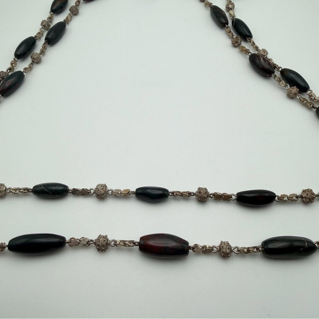 Vintage Sterling Silver Bloodstone Necklaces Set