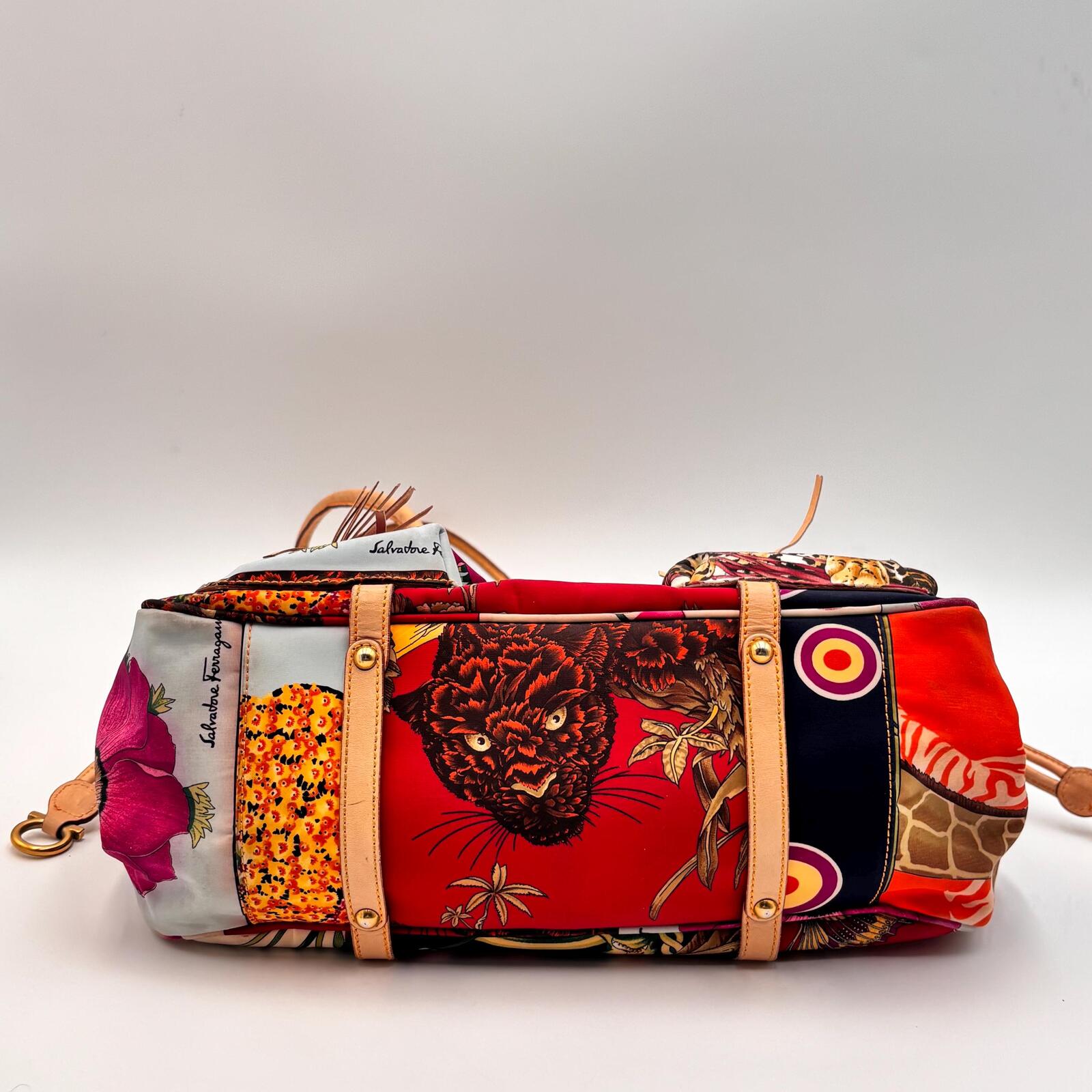 Salvatore Ferragamo Floral Print Multi Pocket Tote Bag